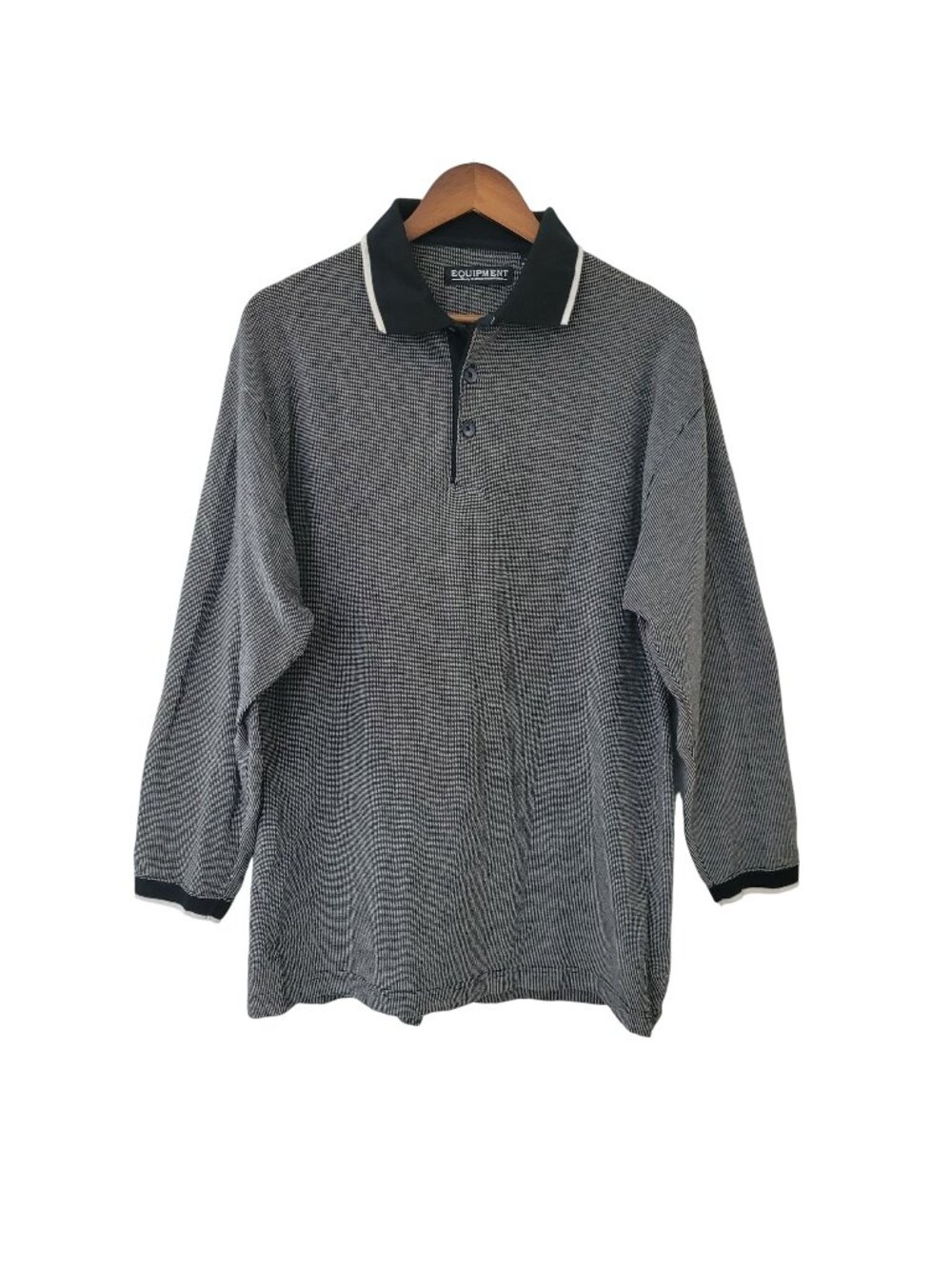 Equipment By HG Design International Long Sleeve Polo Shirt Mens Size L Cotton